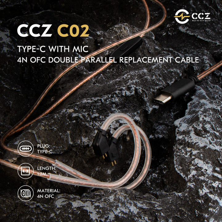 【CCZ C02】Type C IEM Cables, Decoding USB-C Upgraded Cables for Wired Earphone Earbuds