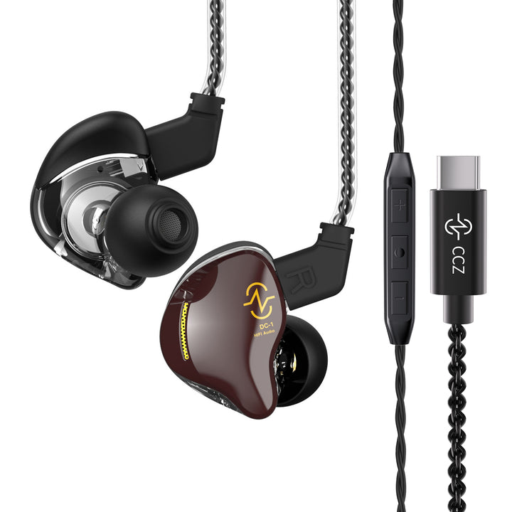 【CCZ Coffee Bean】 Type-C in Ear Monitors Headphones, Stereo Wired Headphones, Dual Magnetic Circuit Dynamic Driver in-Ear HiFi Earphone, Noise Cancelling Headphones